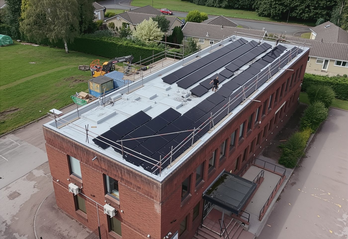 Solar PV panels installed on a rural college building